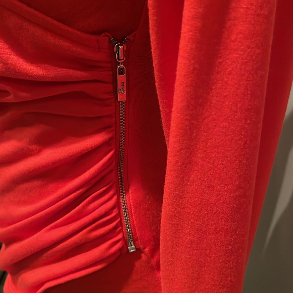 GUESS Orange Long Sleeve Wrap Top with Side Zipper. Size Small - Picture 5 of 15